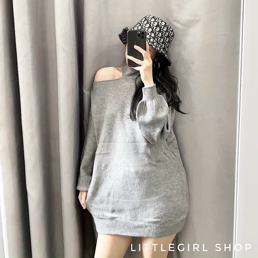Áo len dáng thụng khoét vai