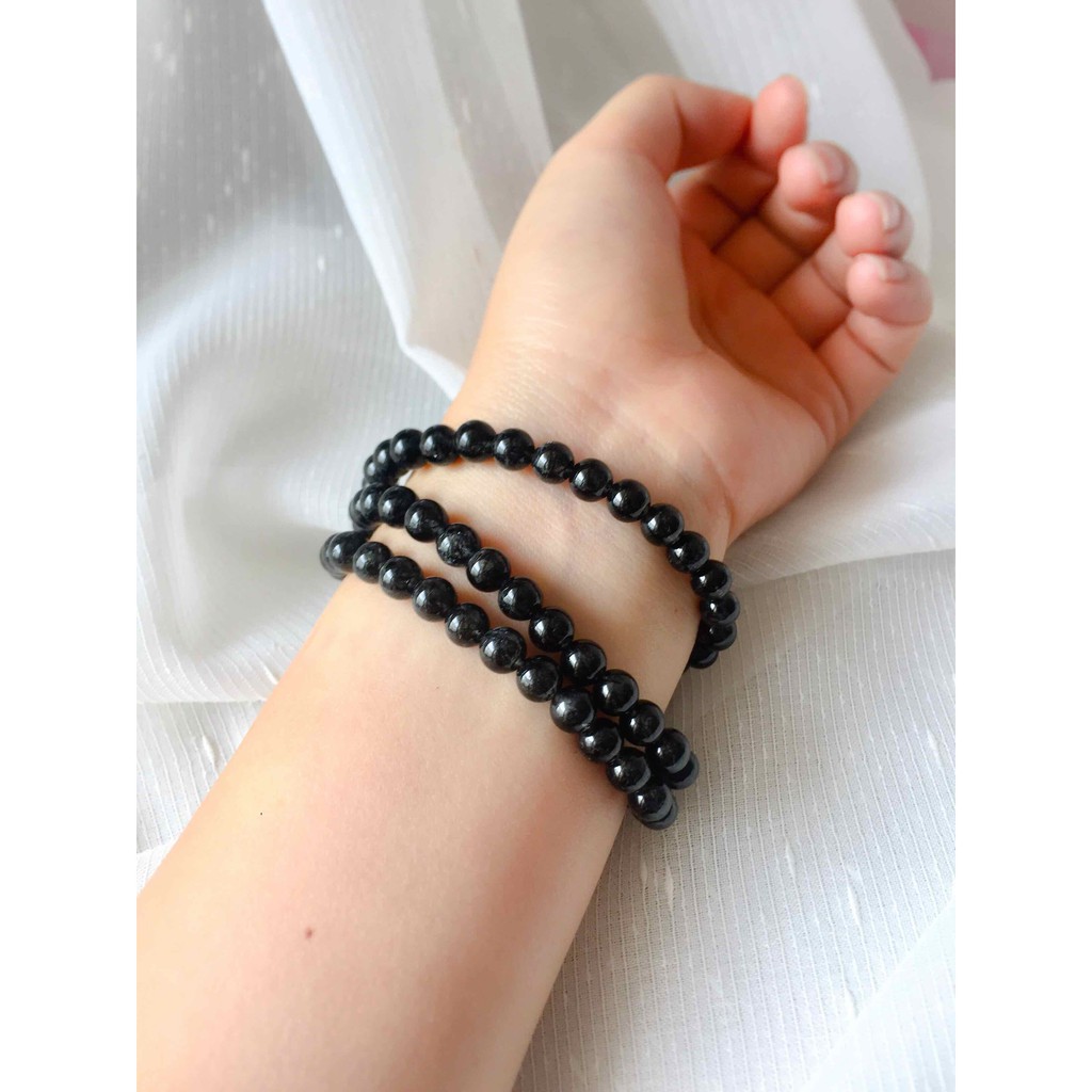 Vòng tay Phong Thủy đá Thạch Anh Tóc Đen quấn 3 vòng thiên nhiên Tặng kèm hộp đựng VT100 - Hợp mệnh Mộc, Thủy