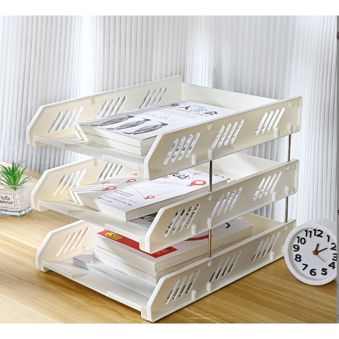 Giá đựng tài liệu nhựa 3 tầng GN10 Khay lắp ghép 3 ngăn