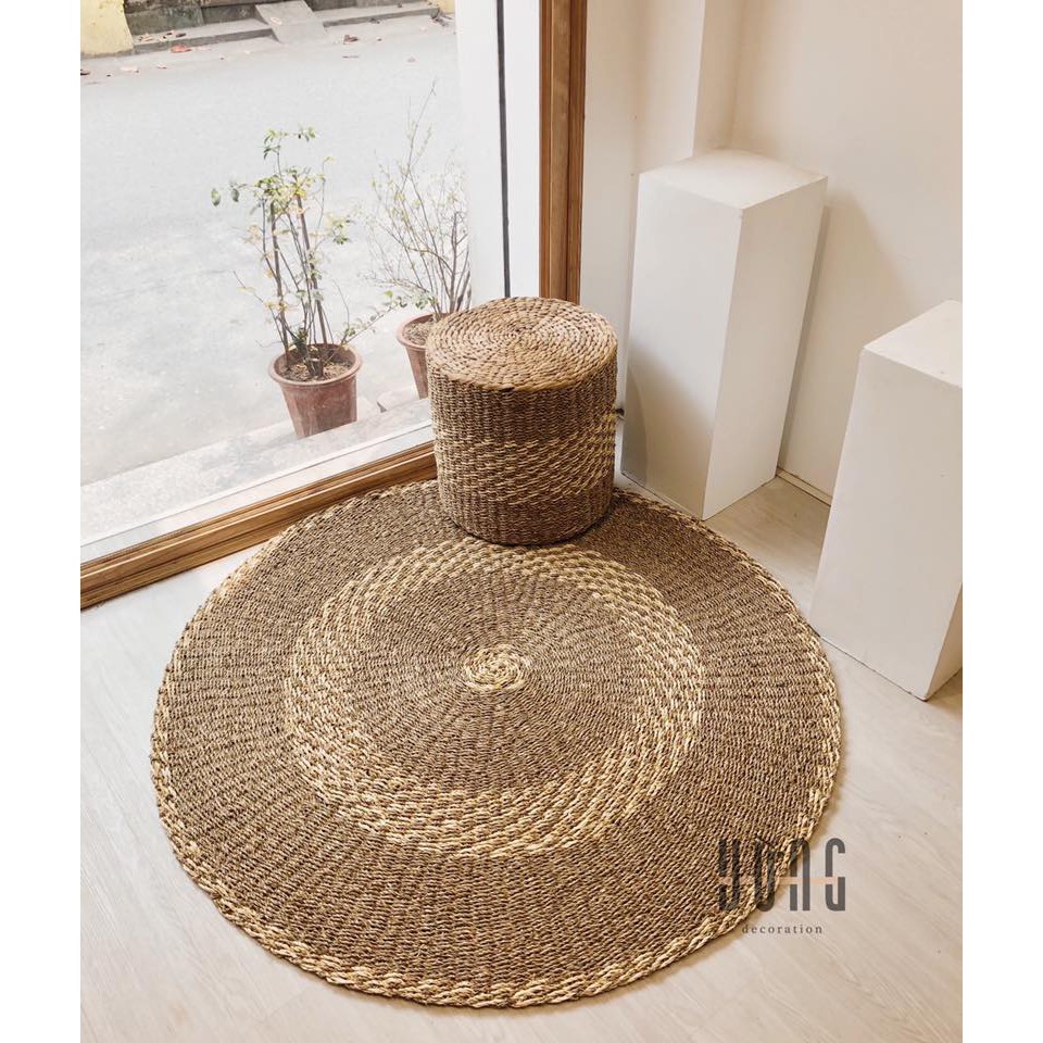 Thảm Cói Tròn VỪNG DECOR Trang Trí Phòng Khách, Phòng Ngủ, Phụ Kiện Chụp Ảnh - Hàng VNXK .
