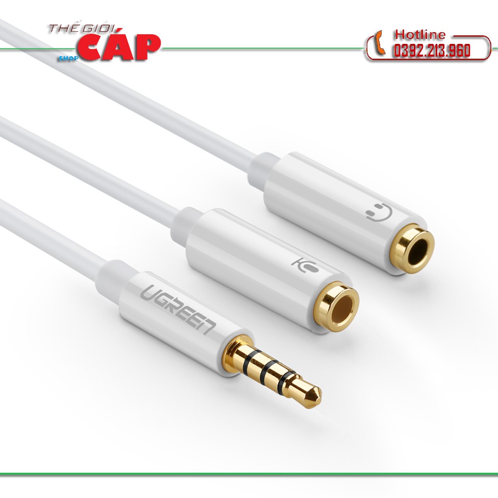 Cáp chuyển Audio 3.5mm sang 1 đầu Audio 3,5mm, 1 đầu Microphone Ugreen 10789