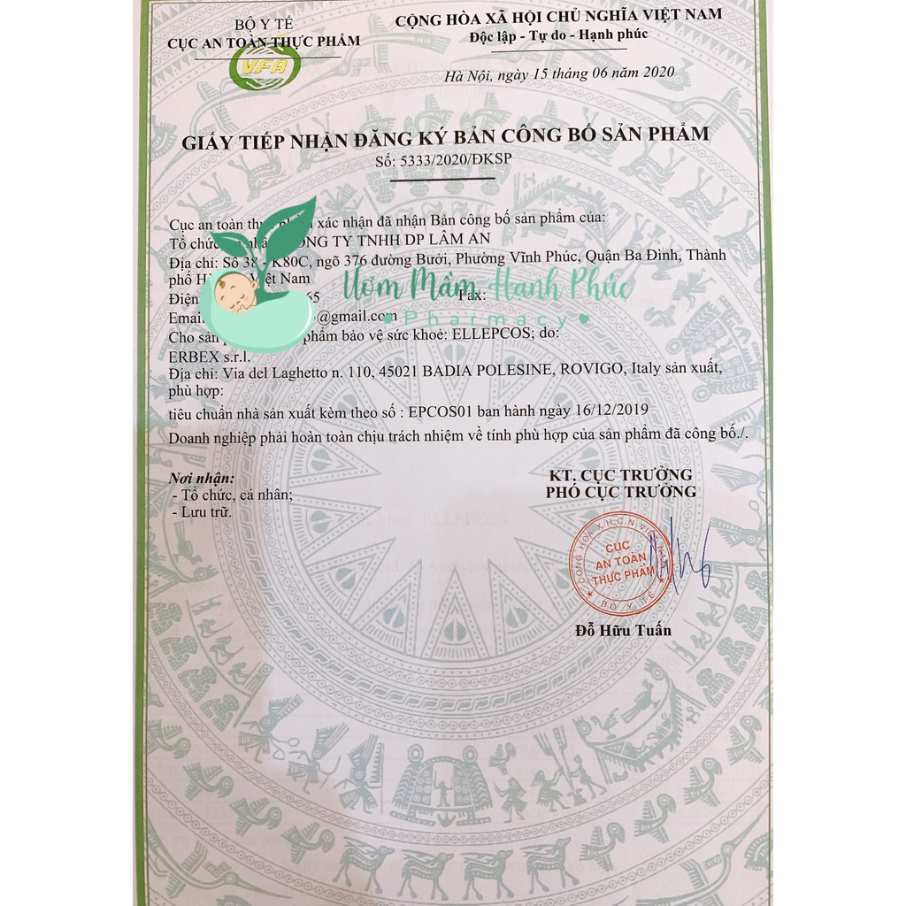 Ellecos [CHÍNH HÃNG] tăng thụ thai, hỗ trợ vô sinh - hiếm muộn, tăng thụ thai tự nhiên