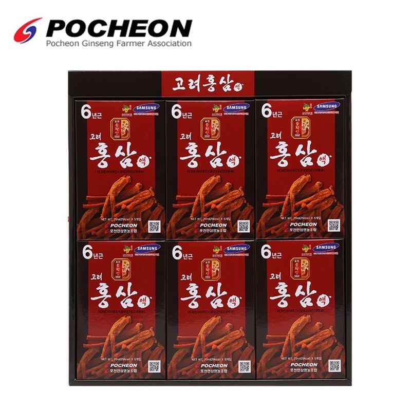 NƯỚC HỒNG SÂM 6 NĂM TUỔI KOREAN RED GINSENG DRINK POCHEON DATE 2024 hộp 30 gói * 70ml (Hàng chính hãng )