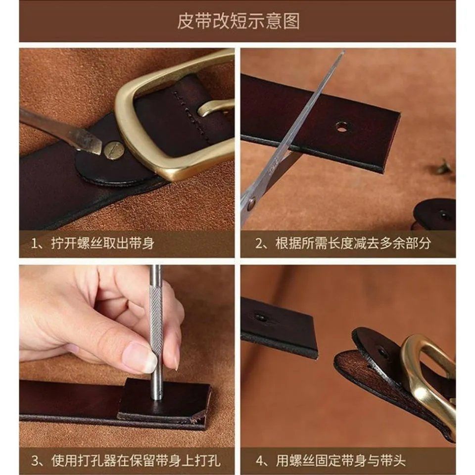 Thắt Lưng Da Bò Phối Khóa Đồng Thiết Kế Đơn Giản Thời Trang Cho Nam