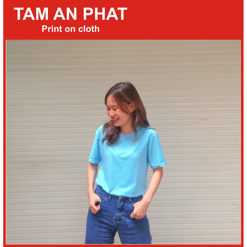 Áo Thun Trơn Màu Xanh Vải Mát In Được Chuyển Nhiệt