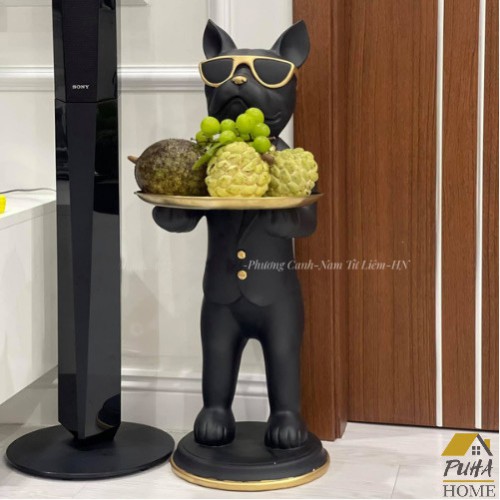 Tượng chó bồi bàn ôm khay sang trọng đẳng cấp - HÀNG CÓ SẴN - decor trang trí nhà cửa