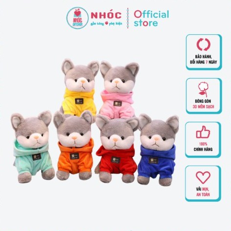 Gấu Bông Hoạt Hình Chó Husky Áo Hoodie Bông Mềm Hàng Cao Cấp Đồ Chơi Cho Bé An Toàn Dễ Thương Size Vừa Tay Nhiều Kiểu -N