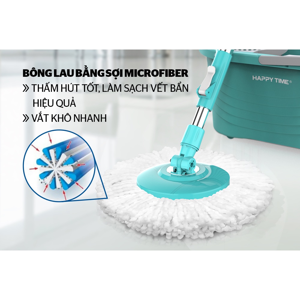 Bộ lau nhà xoay 360 độ HAPPY TIME KH-CL330PB - Không hộp