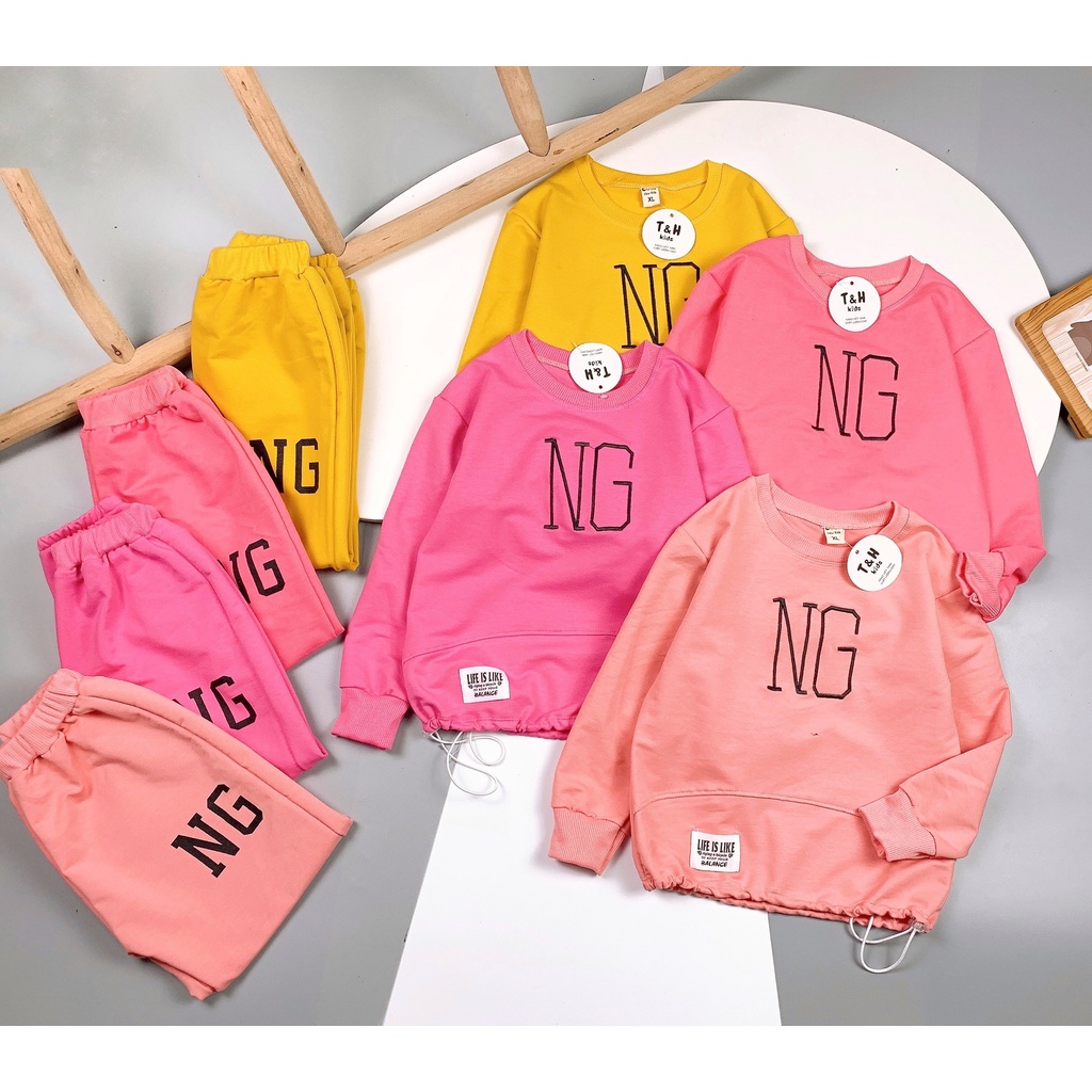 Bộ nỉ bé gái cao cấp NG size Đại 25-35kg XHN778