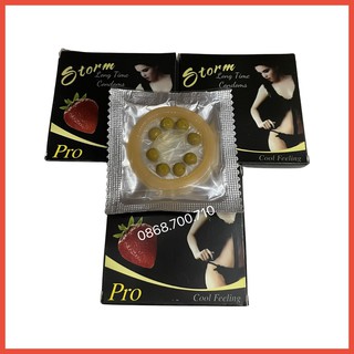 Bộ 3 Bao cao su Storm PRO Thái Lan thiết kế phần đầu 8 bi