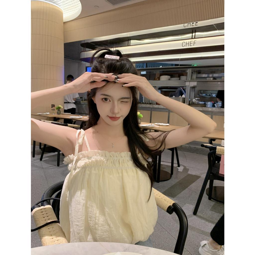 Xiaozhainv Áo Hai Dây Dáng Suông Ngọt Ngào Thời Trang Phong Cách Hàn Quốc Cho Nữ