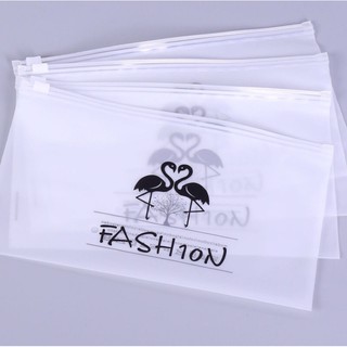 Túi zip đựng quần áo, đựng đồ sạch dạng nằm ngang họa tiết HỒNG HẠC