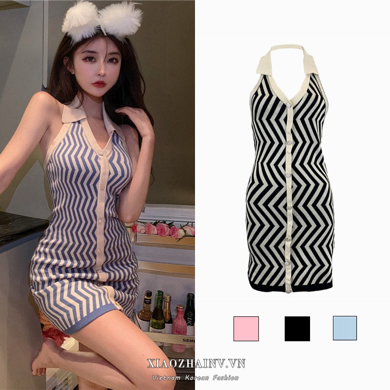 Đầm không tay Họa Tiết Sọc Phong Cách Hàn Quốc Quyến Rũ Với 3 Màu Lựa Chọn | BigBuy360 - bigbuy360.vn