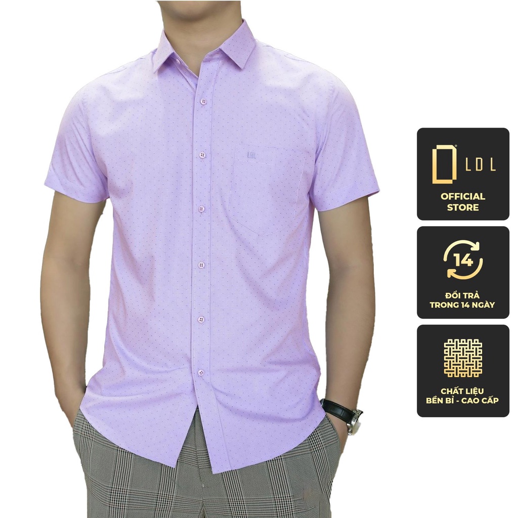Áo Sơ Mi Nam Cộc Tay Chấm Bi Chất Liệu BAMBOO Hạn Chế Nhăn Nhàu Thấm Hút Mồ Hôi Thương Hiệu LDL