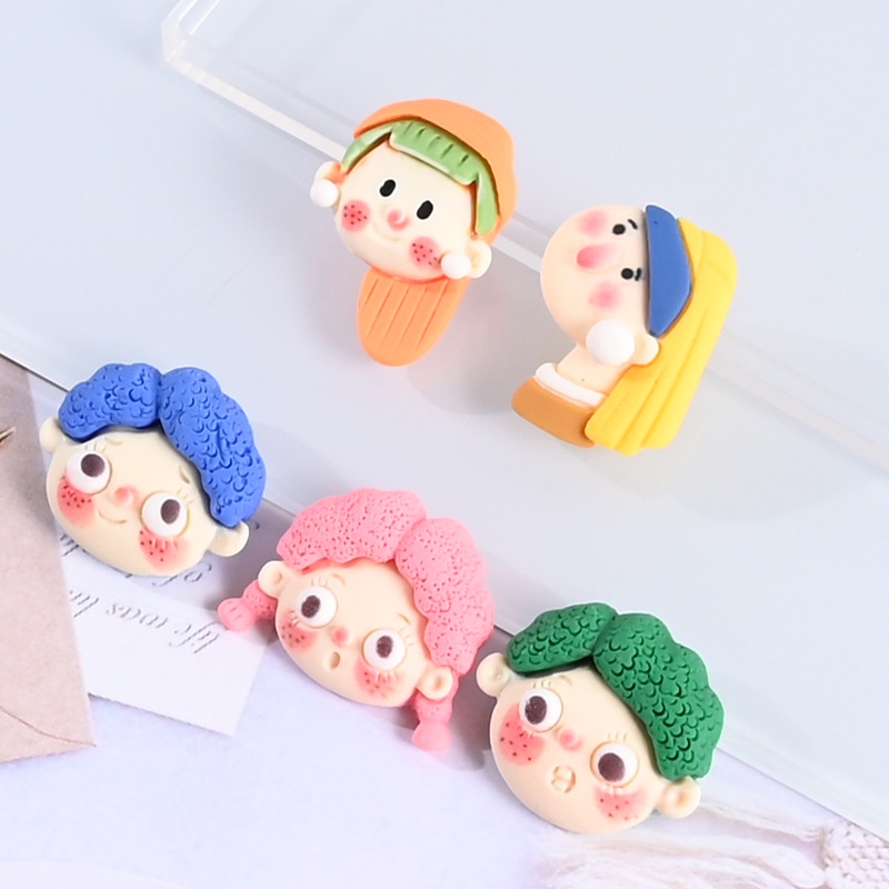 Phụ Kiện Trang Trí Điện Thoại / Kẹp Tóc Diy Hình Bé Trai / Bé Gái Bằng Nhựa Resin