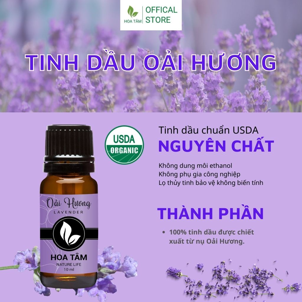 Tinh dầu oải hương Lavender nguyên chất chiết xuất từ thiên nhiên | Chứng nhận COA | Tinh dầu Hoa Tâm
