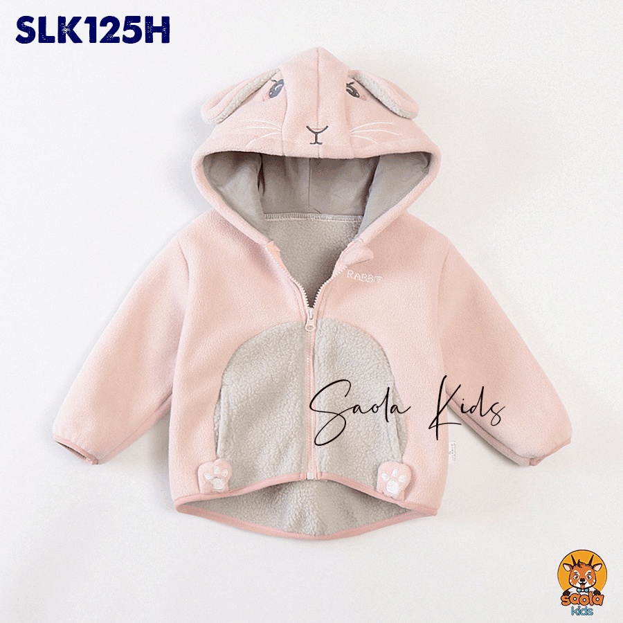 Áo khoác nỉ lót lông 6 màu, 6 họa tiết động vật cho bé trai, bé gái nhà Saola Kids - SLK125