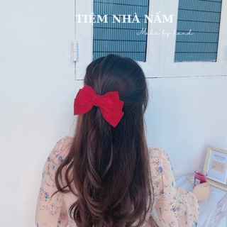 🎀 KẸP TÓC NƠ SATIN PHỐI VOAN HÀN QUỐC - [ Nhà Nấm handmade]