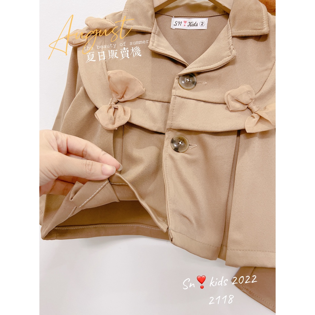 Váy cho bé gái, Sét áo vest nâu 4 nơ kèm chân váy xếp ly cho bé size 12-32kg