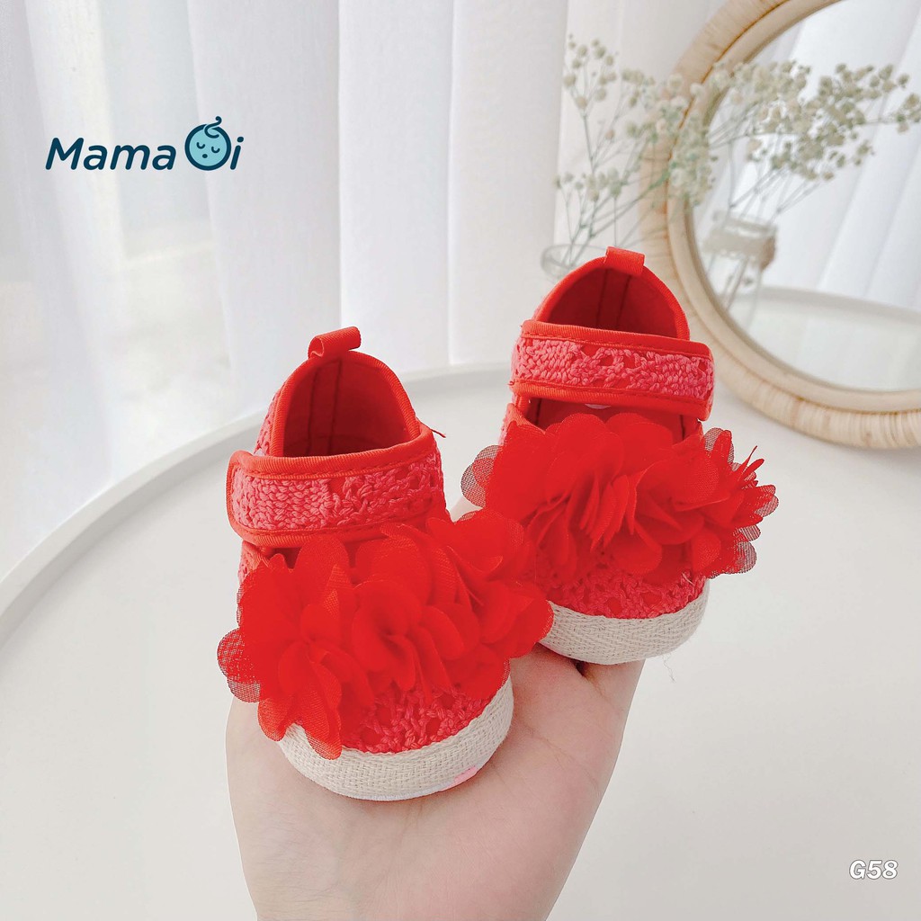 G58 Giày tập đi cho bé giày Búp Bê Bông Hoa Đỏ Bé Gái Tập Đi Của Mama ƠI - Thời trang cho bé