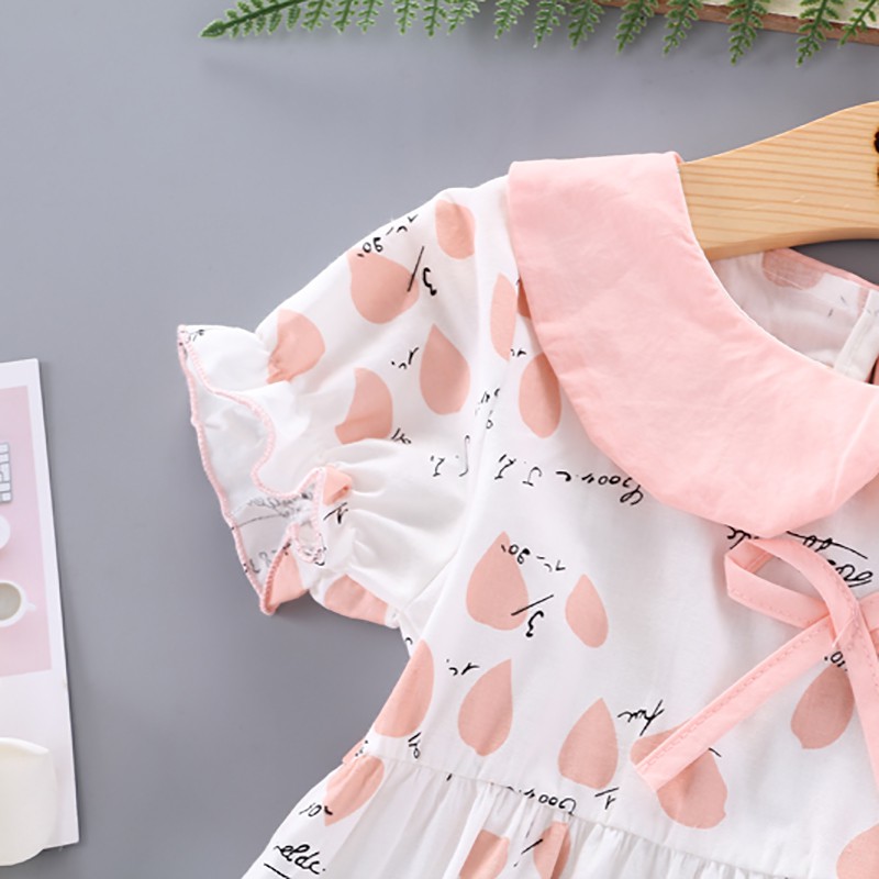 Váy tay ngắn họa tiết xinh xắn đáng yêu dành cho bé gái