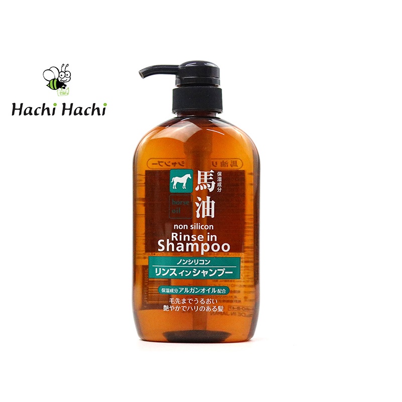 Dầu gội không silicon chiết xuất dầu ngựa dưỡng tóc khoẻ, bóng mượt Kumano 600ml - Hachi Hachi Japan Shop