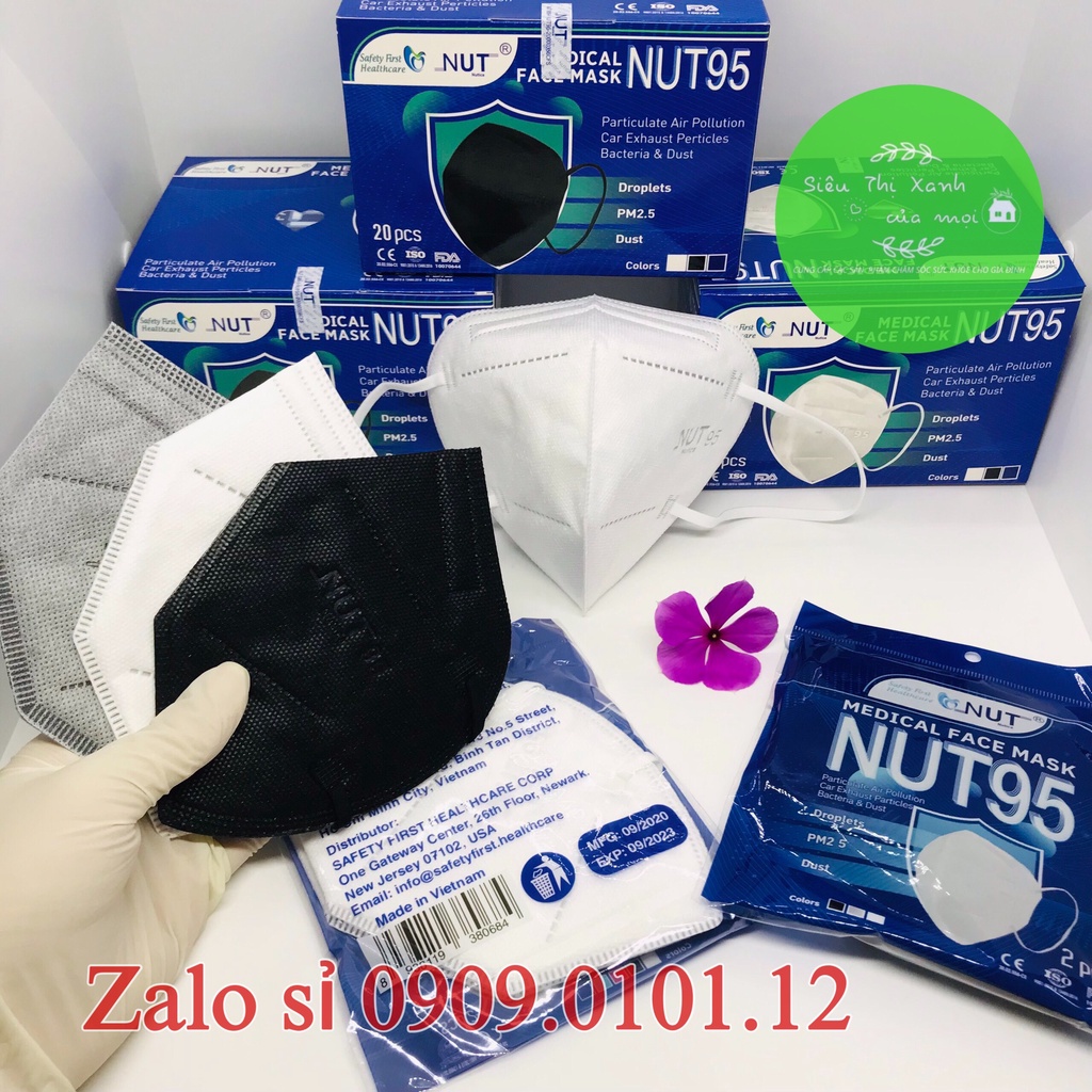 Khẩu trang 5 lớp tái sử dụng nhiều lần hộp 20 cái, khẩu trang n95 Nut chính hãng, mask kn95 cao cấp