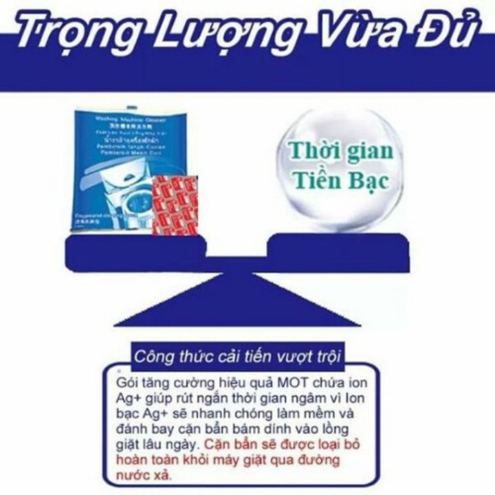 Bột tẩy lồng máy giặt MAO BAO ion bạc khử khuânr cặn bẩn trong lồng máy giặt