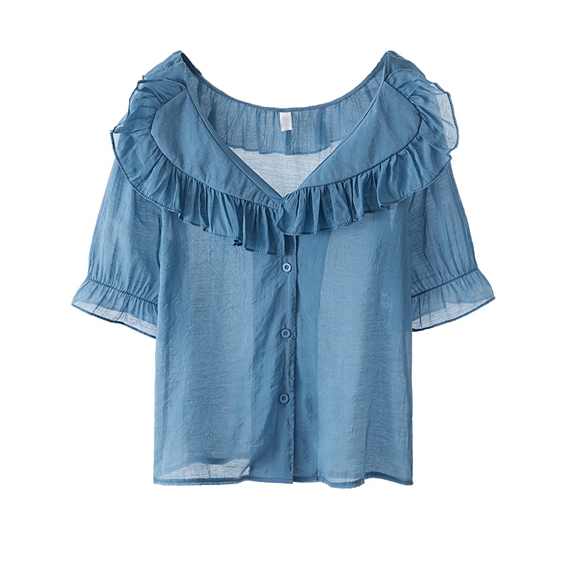 Áo chiffon Cổ Chữ V Tay Phồng Thời Trang Mùa Hè Cho Nữ