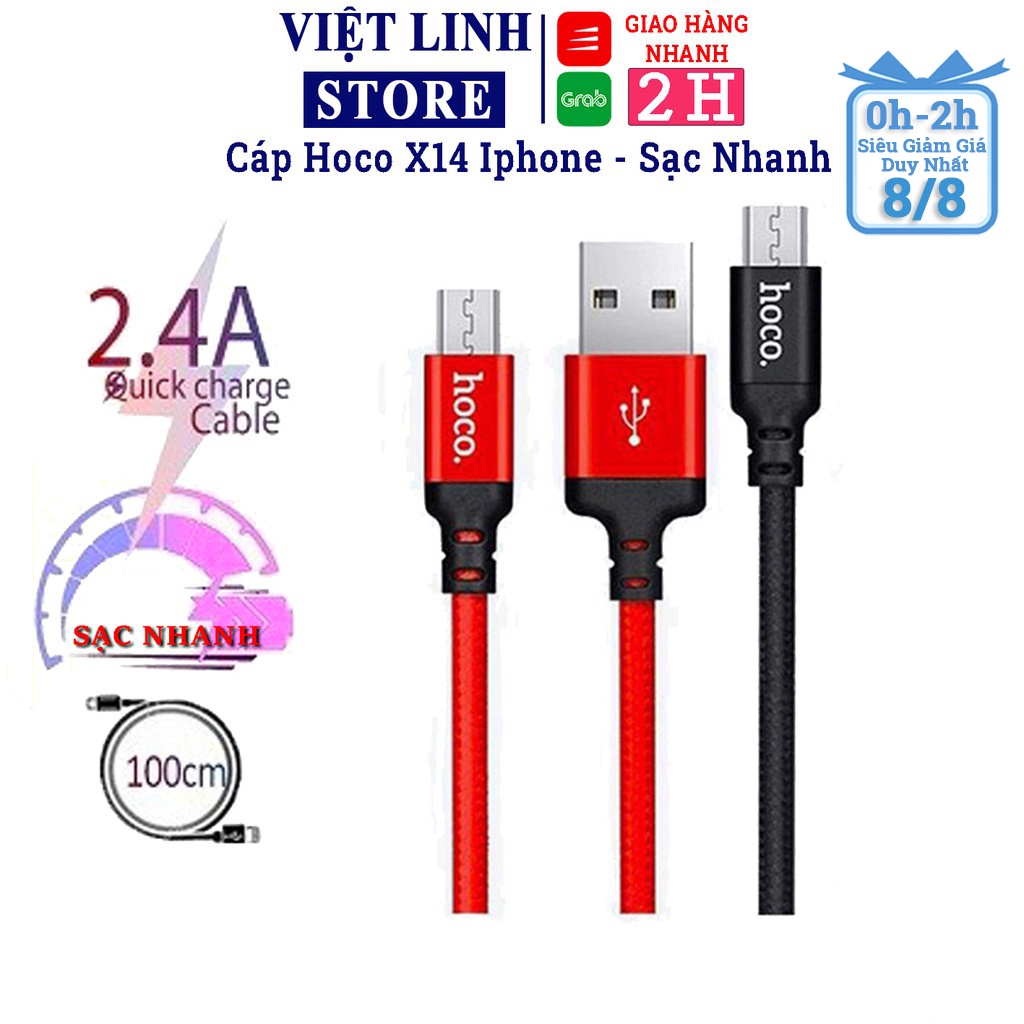 Cáp sạc IPHoco X14 Ip/tablet táo/Androi/TypeC,dây dù 1M/2M,cam kết bảo hành 12 tháng-Việt Linh Store