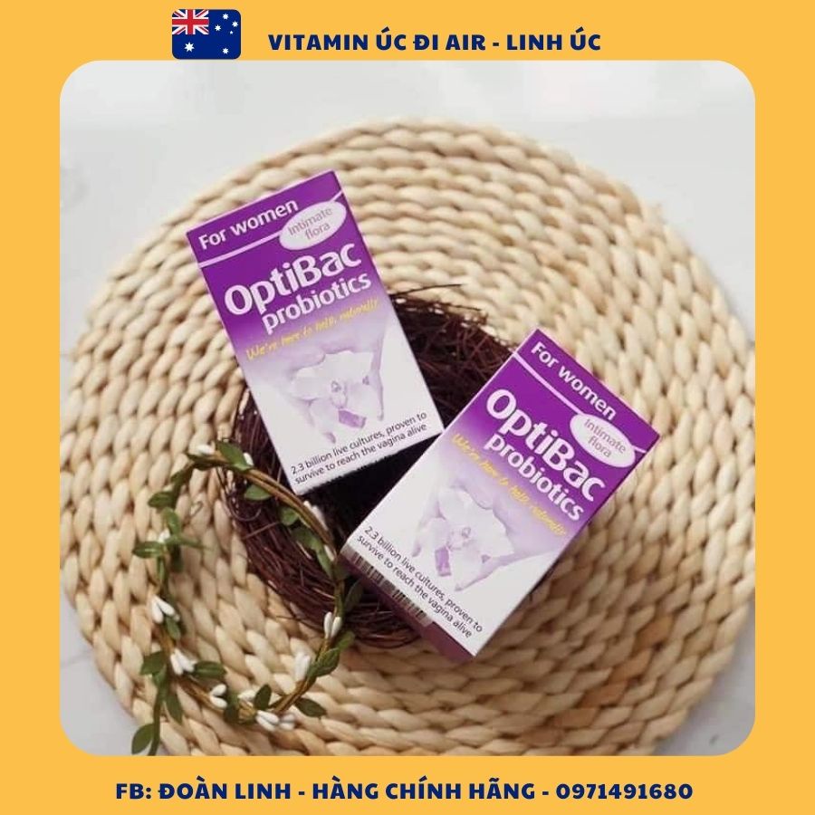 Men vi sinh Optibac tím Optibac Probiotics For Women, Hàng chuẩn UK Anh Quốc (30v/90 viên)