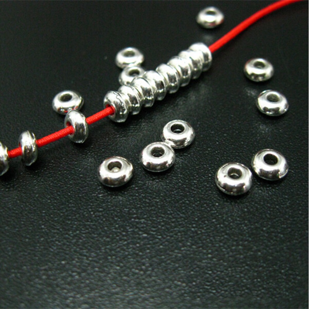 Cod Qipin Simple Useful Alloy Round Spacer Beads Set DIY Jewelry Making Accessories 100Pcs