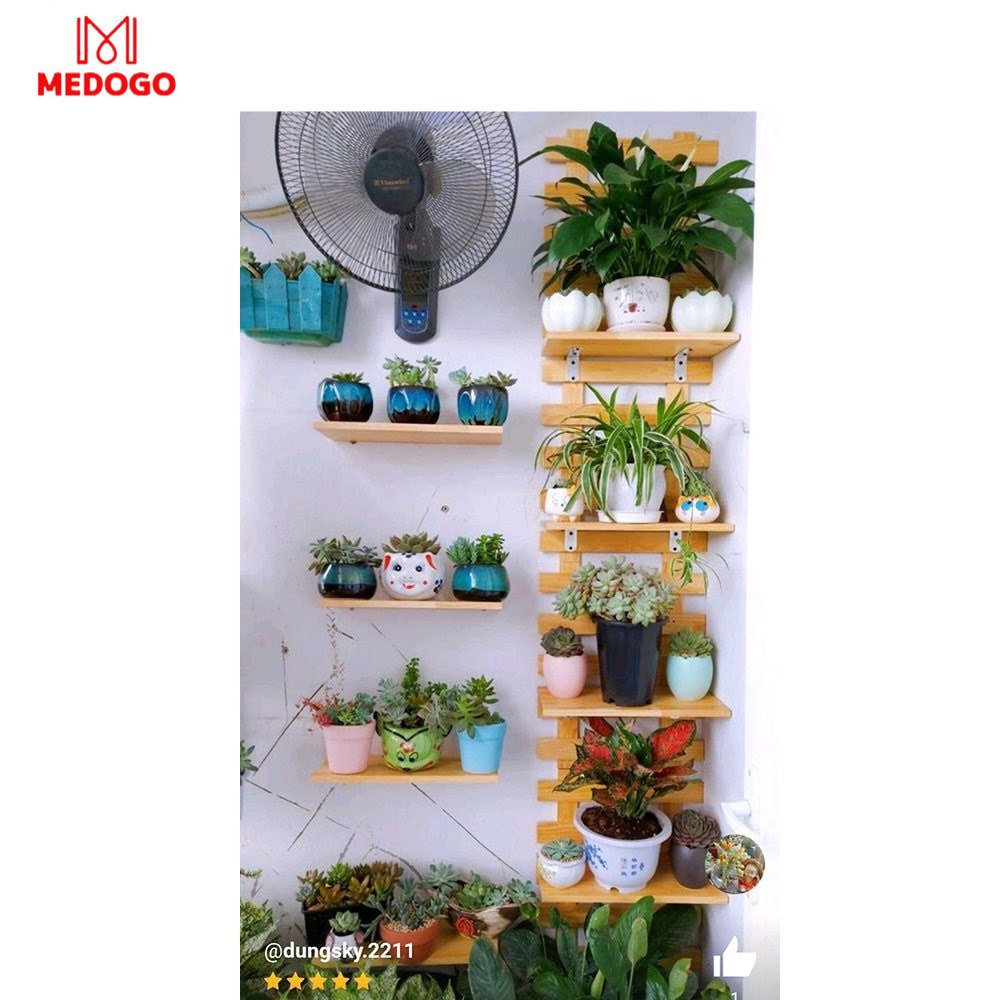 Bộ kệ gỗ trồng cây ban công MEDOGO, giá treo tường trồng hoa, cây cảnh phong cách Hàn Quốc trang trí gỗ thông chịu nước