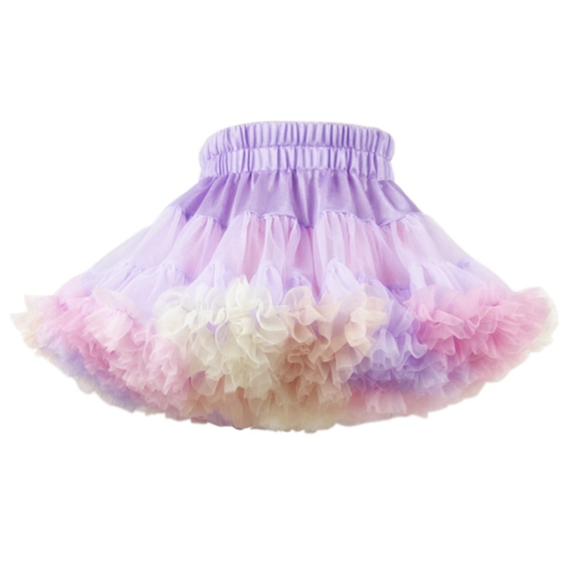 Chân Váy Xòe Tutu Nhiều Lớp Màu Cầu Vồng Dễ Thương Cho Bé Gái