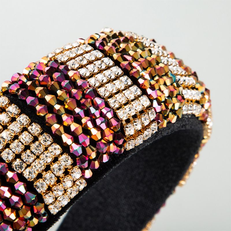 Băng Đô Nhung Bản Rộng Đính Đá Pha Lê Nhiều Màu Sắc