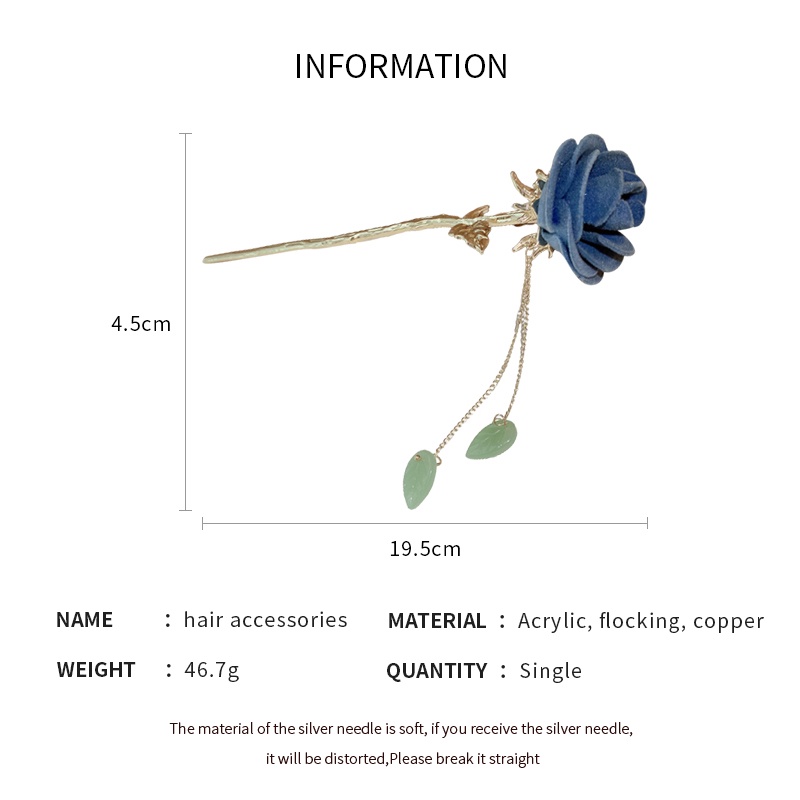 Trâm Cài Tóc Hình Hoa Hồng Phối Tua Rua Phong Cách Trung Hoa Cổ Điển Thời Trang Cho Nữ