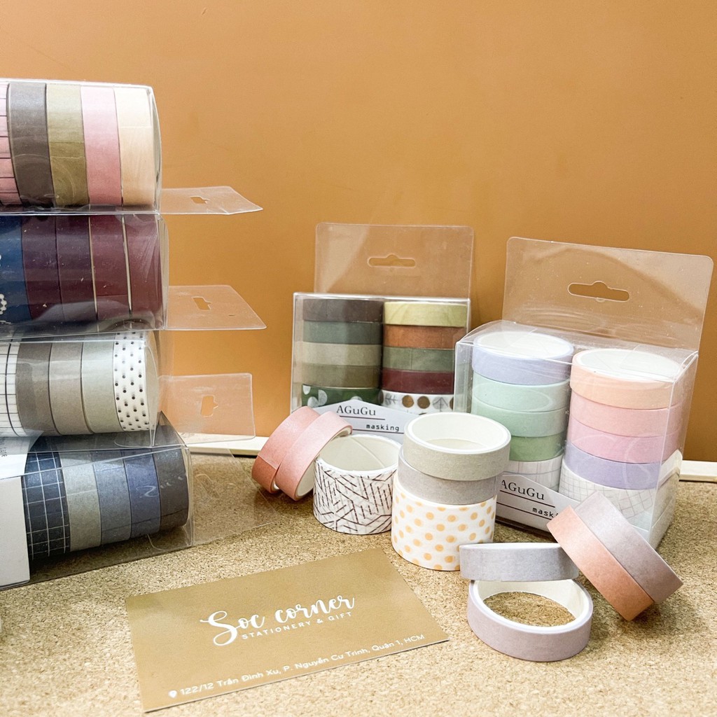 Set 10 cuộn băng kéo dán Washi Tape (dài 2m)