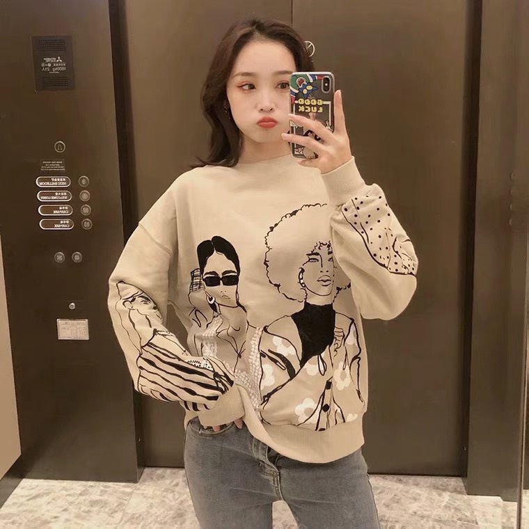 Áo Sweater Nỉ Nữ Dài Tay In Hình Cô Gái cá tính | BigBuy360 - bigbuy360.vn