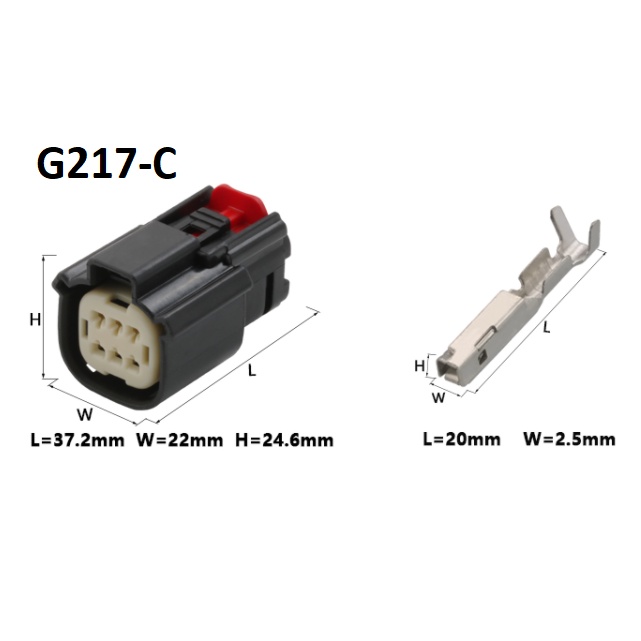G217-Giắc cắm đèn pha Forteke trong nước 6 lỗ 1.5mm màu đen