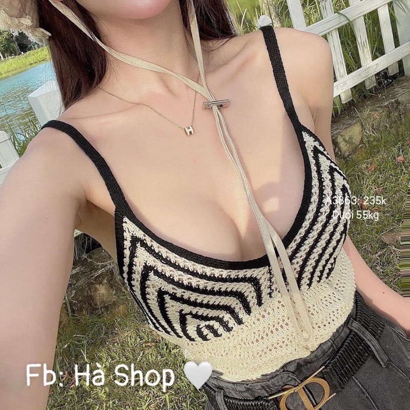 Áo ren 2 dây phối minie