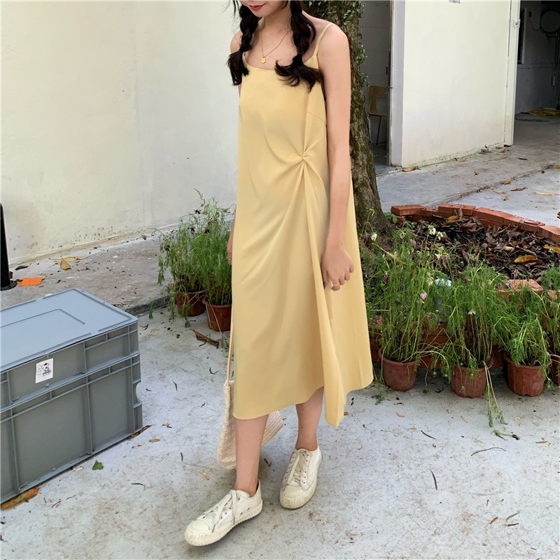 Xiaozhainv Summer Korean fashion design sense strap Shift dresses