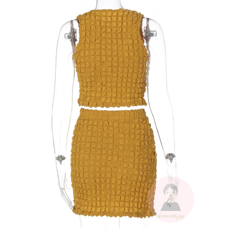 Bộ Áo Sát Nách Cổ Tròn + Chân Váy Eo Cao Màu Sắc Trơn Thời Trang Mùa Hè Dành Cho Nữ