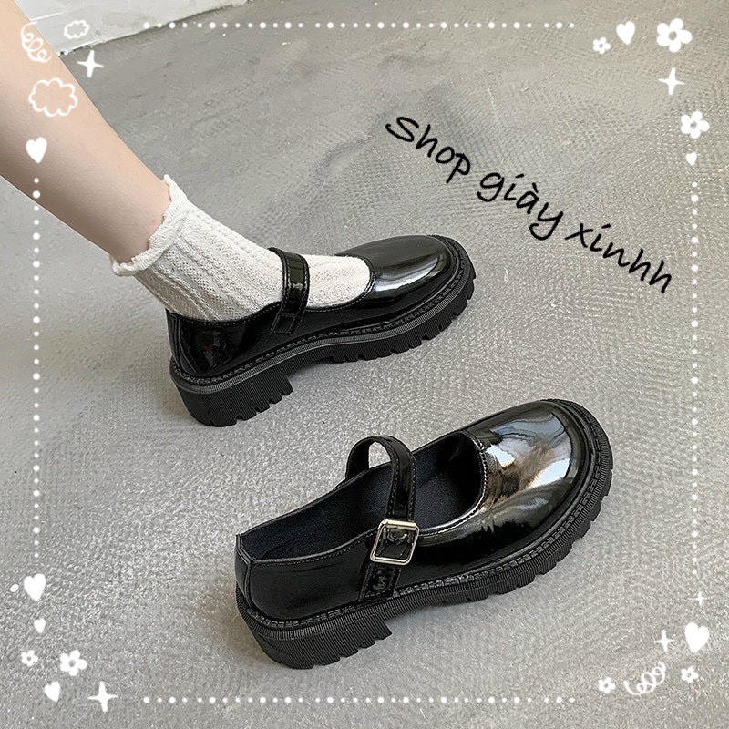 Giày Nữ Bánh Bèo Đế bệt chất liệu da bóng cai quài siêu xinh