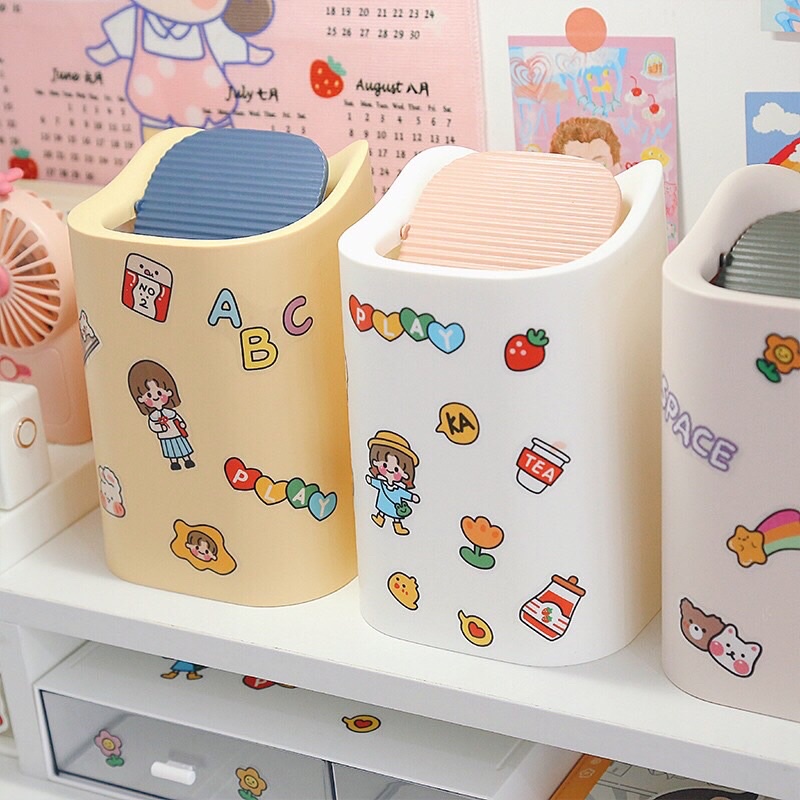 THÙNG RÁC ĐỂ BÀN ĐA NĂNG TIỆN DỤNG TẠNG KÈM TÚI ĐỰNG RAC VÀ STICKER TRANG TRÍ CUTE