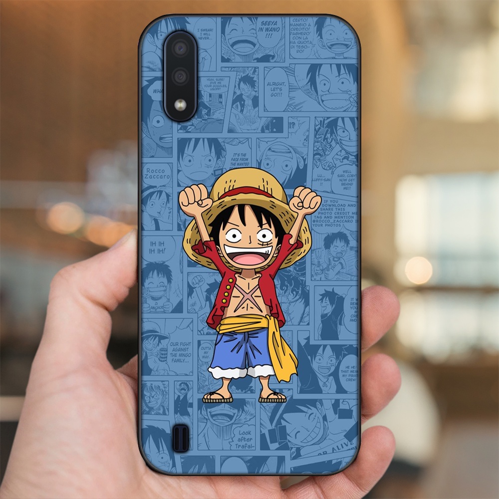 Ốp lưng Samsung A01 viền đen in hình Luffy One Piece