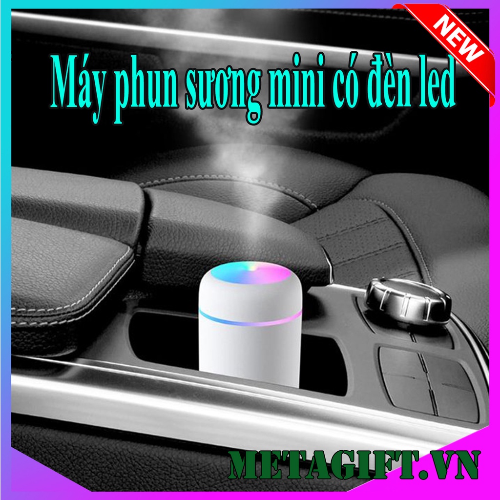 Máy phun sương tạo độ ẩm không khí mini cho xe hơi ô tô để phòng điều hòa usb có đèn led xoay 7 màu