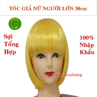 Đẹp Lung Linh Với Tóc Giả Mái Ngố Nữ Ngắn 30cm Nguyên Đầu Chất liệu Tơ Tằm Nhân Tạo Mềm Mại Bên Trong Có Lưới Trùm Đầu