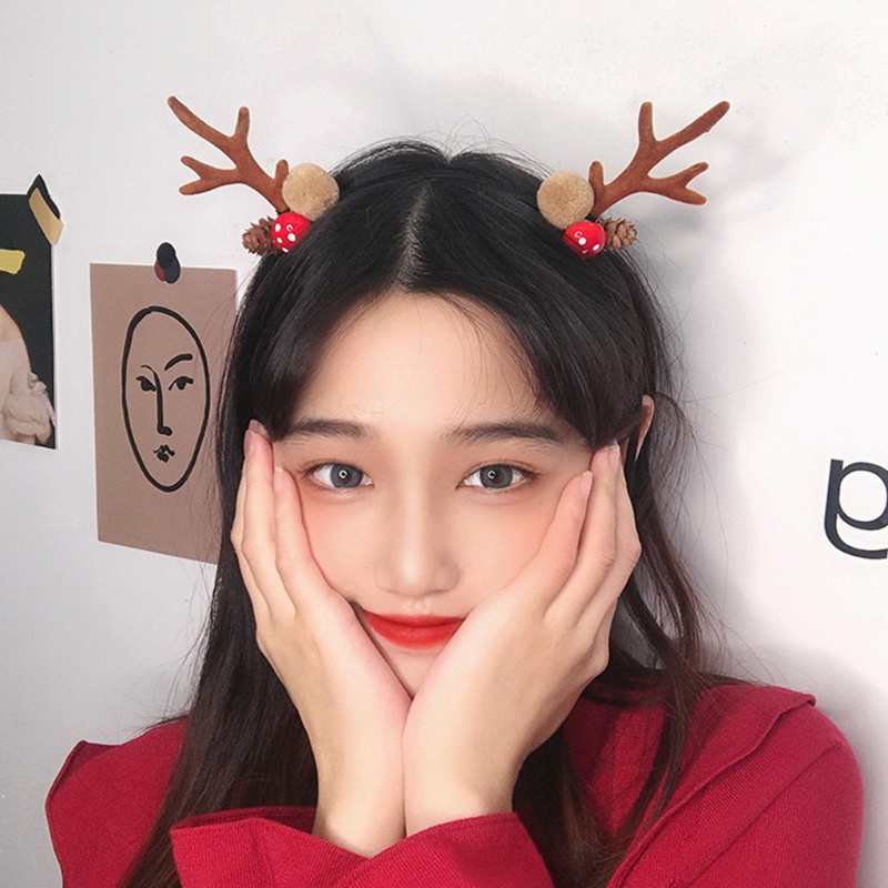 Băng Đô Cài Tóc Hình Sừng Tuần Lộc Giáng Sinh Dễ Thương