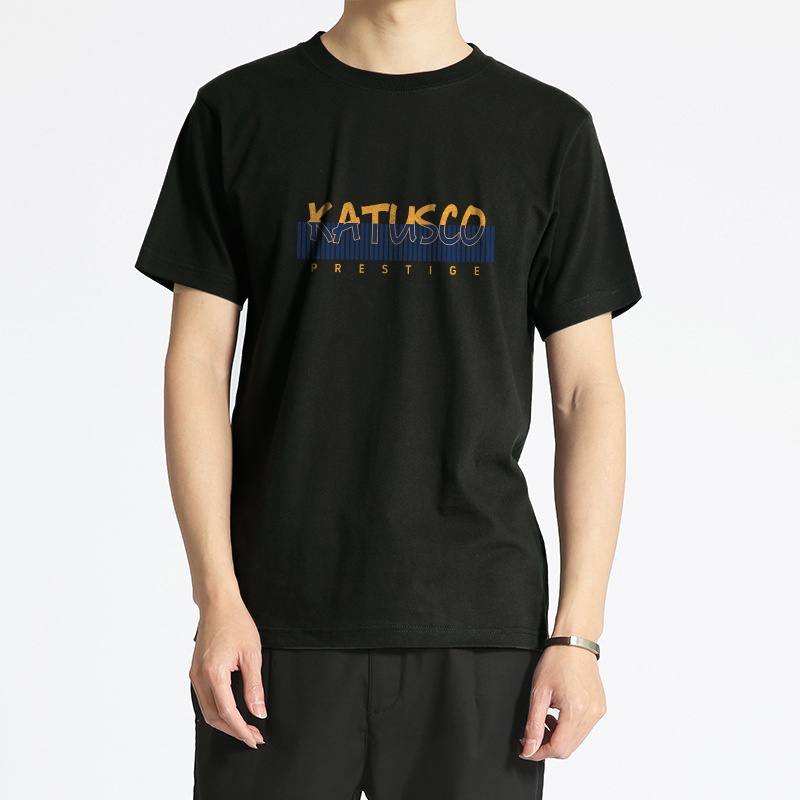 Áo Phông Nam Cổ Tròn KATUSCO Ngắn Tay In Chữ Prestige A2215, Chất Cotton 4 Chiều, Thoáng Mát, Phom Vừa 45 -72KG