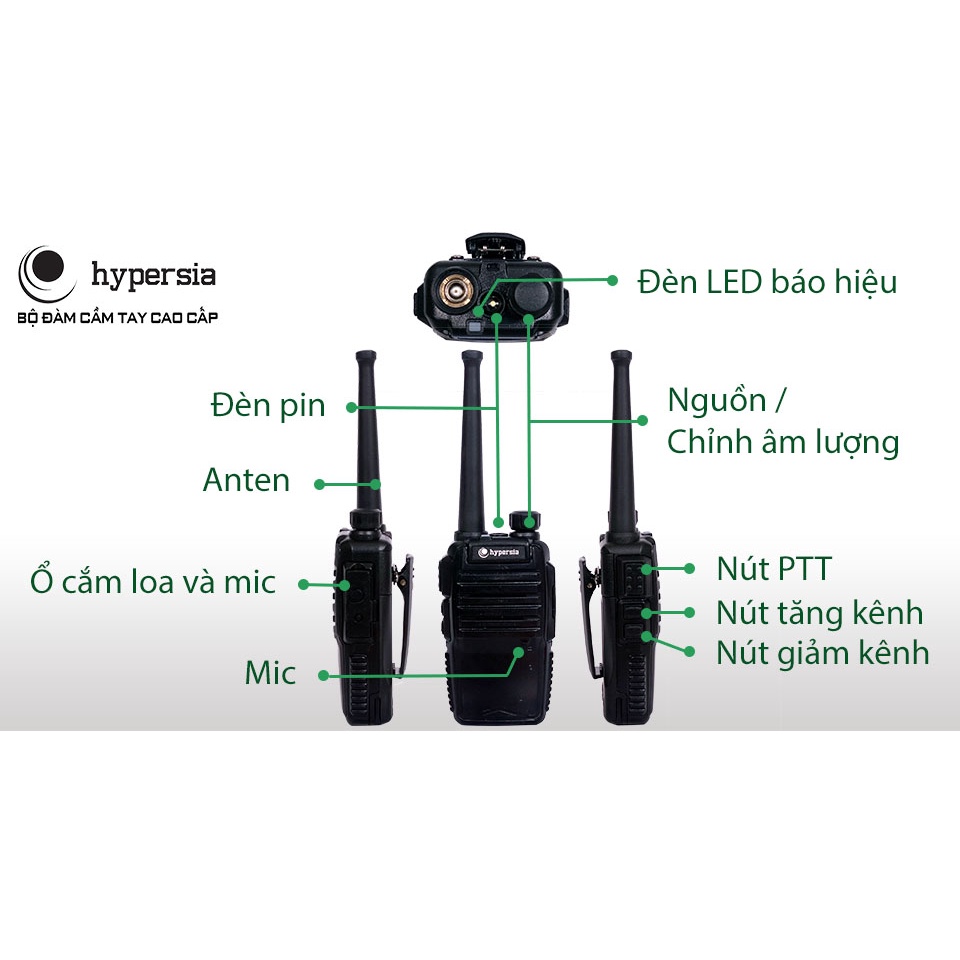 Bộ Đàm Cầm Tay Hypersia H1 Đàm Thoại Trong Quán Cafe, Cửa Hàng Bảo Hành 12 Tháng